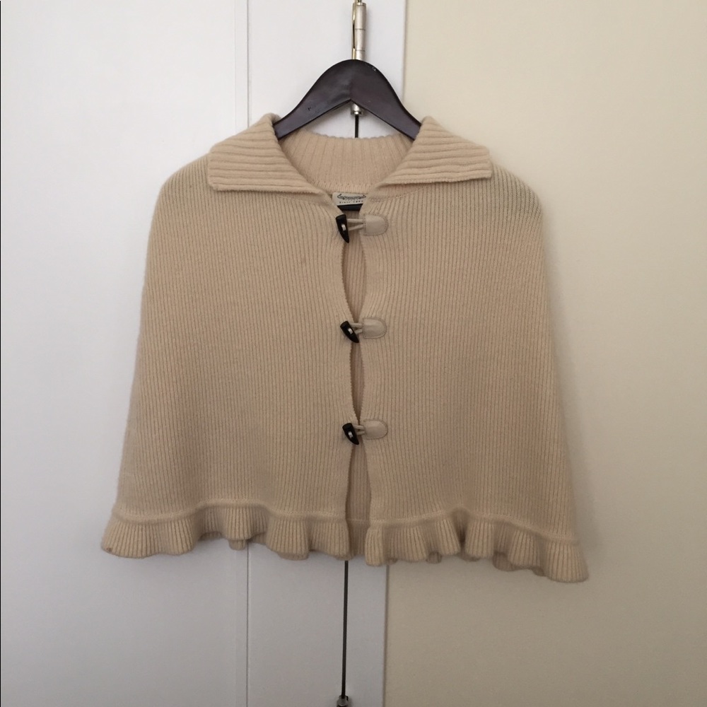 Portolano ruffle Poncho toggle leather closure